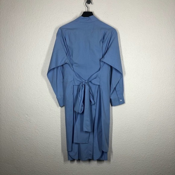 Sandro Paris Blue Cox Poplin Lace Shirt Dress Long Sleeve Button Down 38 M - Picture 7 of 16